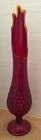 Fenton Amberina Swung Vase Hobnail Stretch Orange Yellow Pedestal 15-1/2”