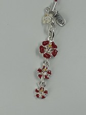 Hawaiian Souvenir Phone Charm Red Enamel Silver Tone Aloha Hawaii