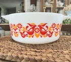 Vintage Pyrex Friendship 475-B 2.5 Qt Cinderella Mixing Bowl Red Birds Ovenware