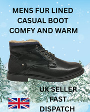 MENS FUR LINED LEISURE FASHION BOOT COMFORT STYLISH FUR LINED BLACK IDEAL GIFT