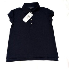 Stretch Mesh Uniform Polo Shirt. Navy blue.