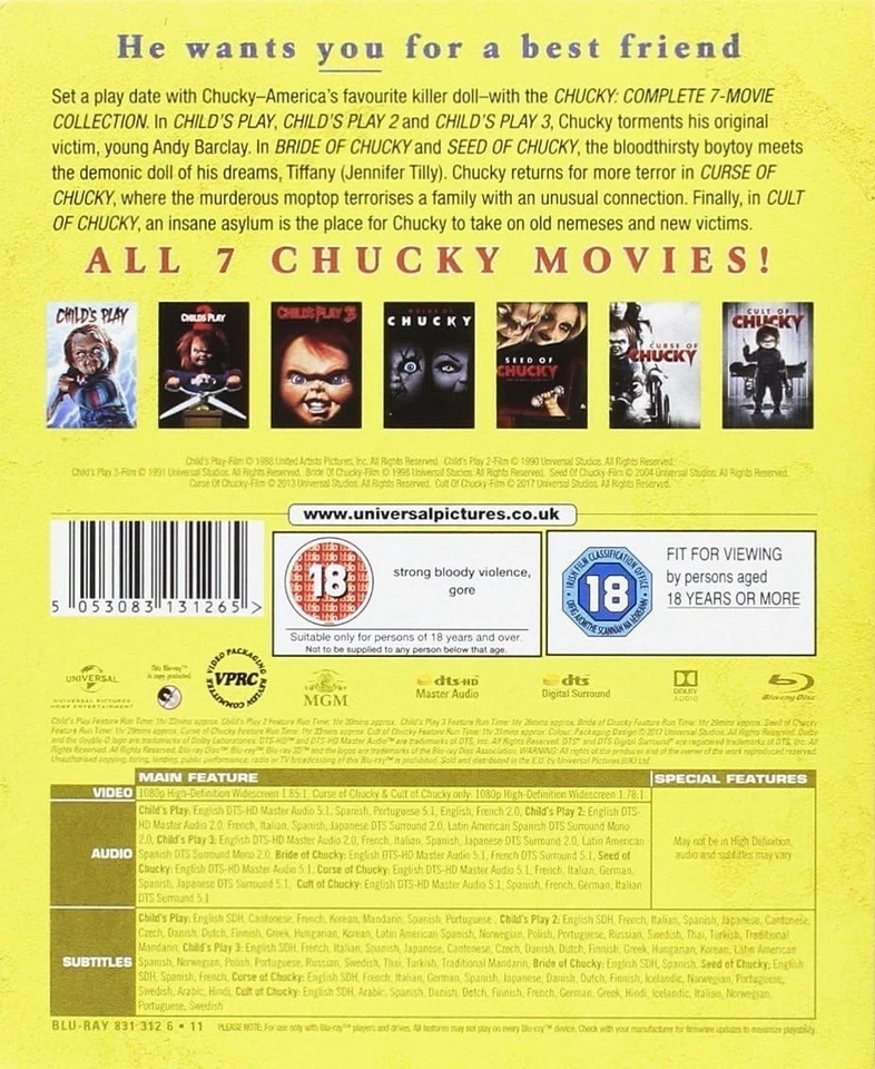 Chucky: Complete 7-Movie Collection Blu-ray [Region Free] - Image 4 of 4