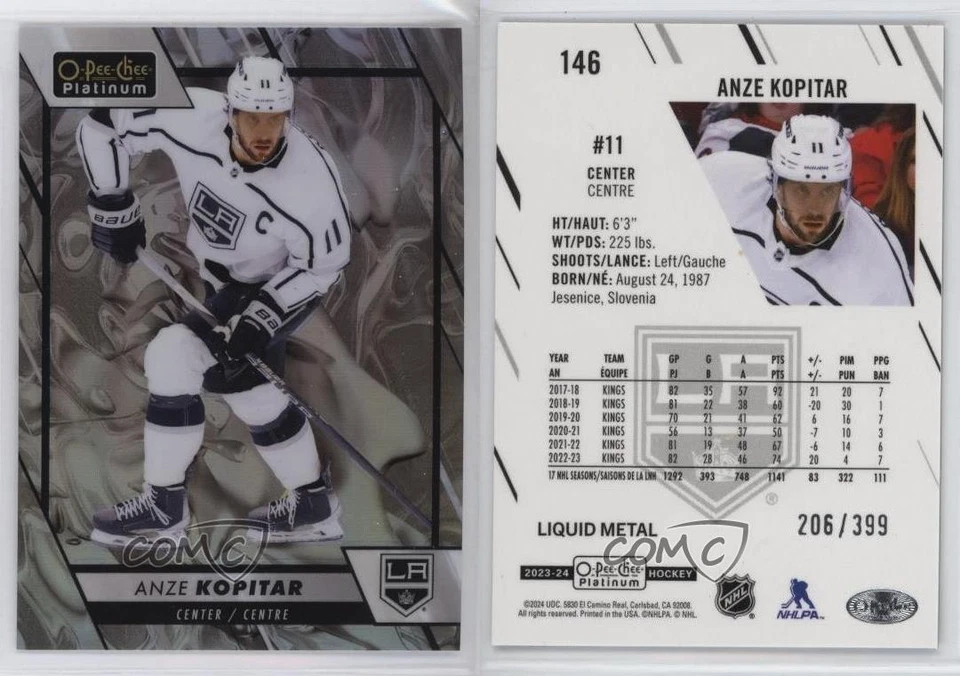 2023-24 O-Pee-Chee Platinum Liquid Metal 206/399 Anze Kopitar #146 - Image 3 of 3
