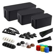 Cable Management Box, 3 Pack Cord Organizer Boxes with 33 PCS Cable Management