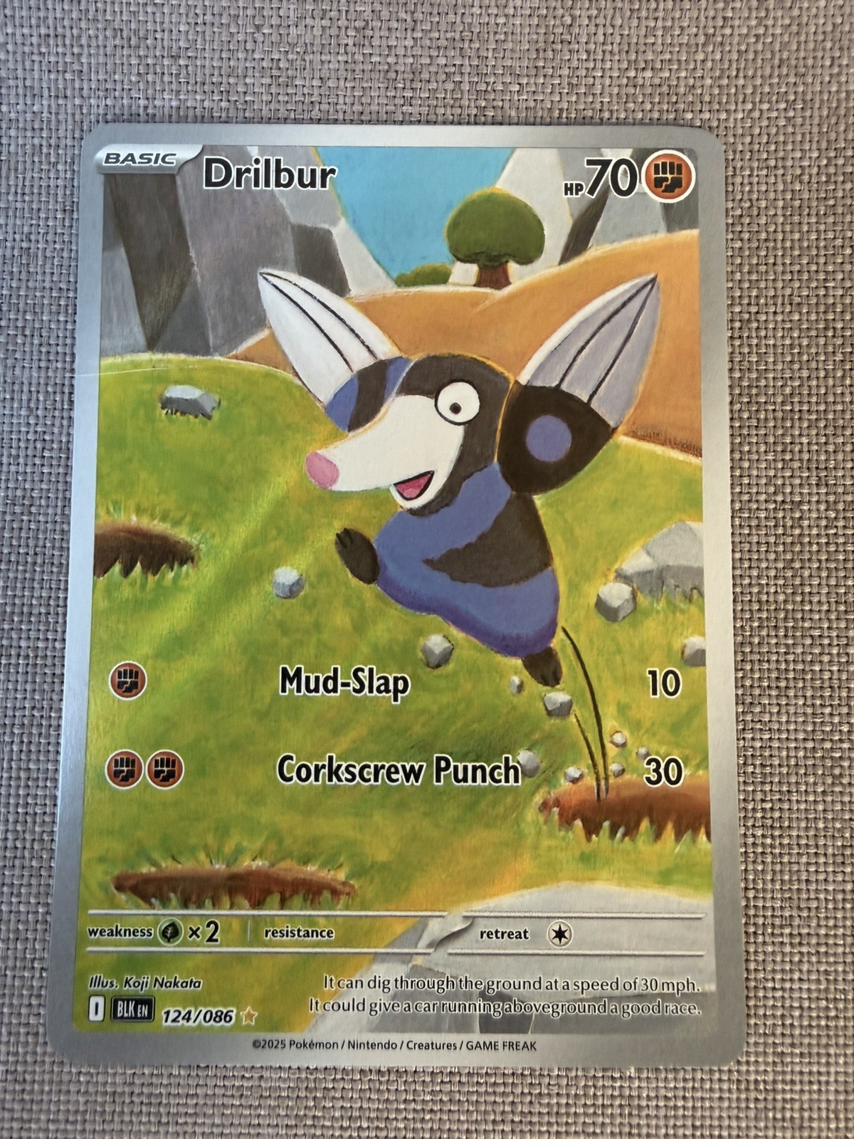 Drilbur 124/086 NM Illustration Rare 2025 TCG Pokémon Black Bolt US