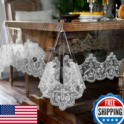 Jusmate Clear Vinyl Tablecloth Protector Transparent Pvc Lace Border Plastic