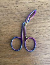 Multicolor Eyebrow Scissor Tweezers With Angled Tip, NEW In Pouch