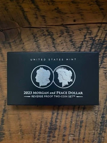 2023 U.S. Mint, Morgan & Peace Dollar Reverse Proof 2 Coin Set W/ Box, OGP, COA