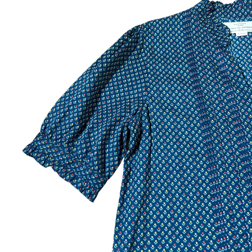 Blusa Trovata Birds of Paradis Eloise Pintuck Cottage Ditzy Talla Mediana Preppy Foto 3 de 4
