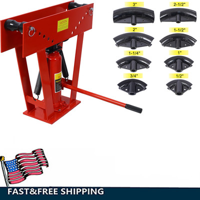 Hydraulic Pipe Bender 16 Ton Tube Bender w/8 Dies Adjustable Rollers 90°-180°