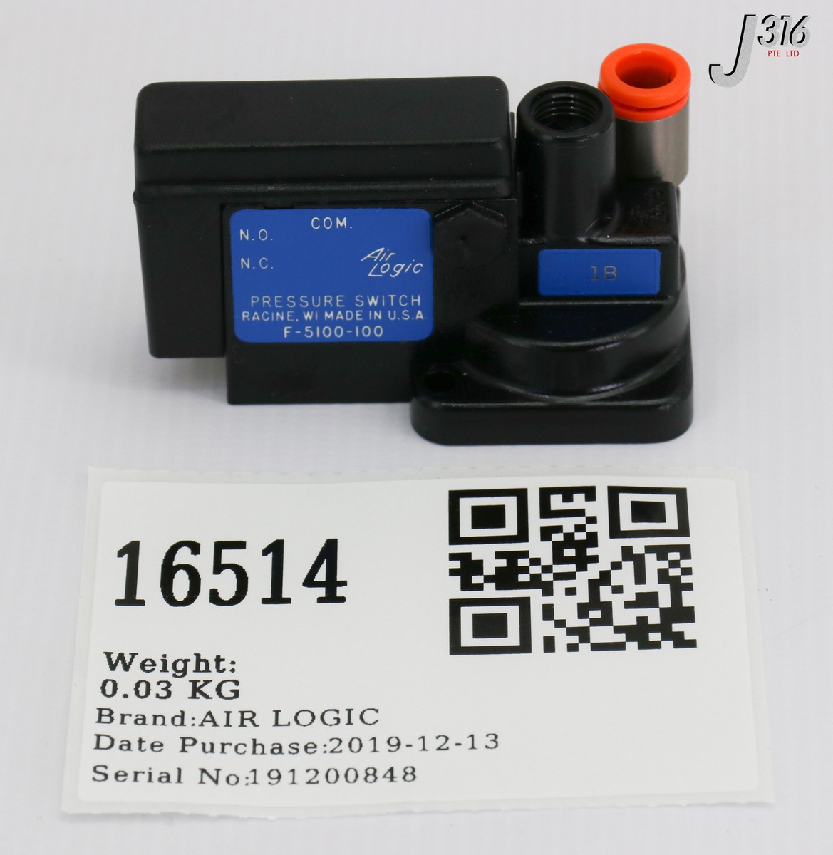 16514 AIR LOGIC ADJUSTABLE PNEUMATIC PRESSURE SWITCH F-5100-100 | eBay