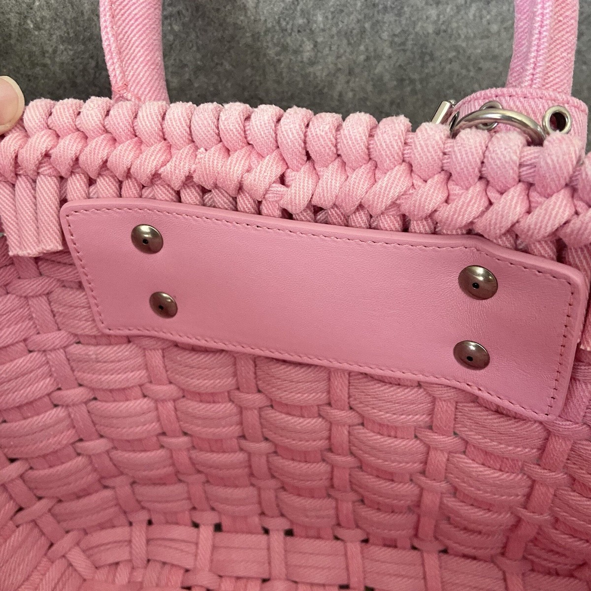 NWT BALENCIAGA Bistro XS Basket Bag in Pink Sponge Fabric