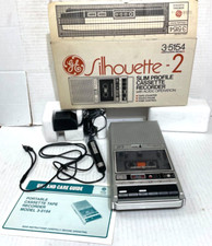 Vtg. GE Silhouette-2 Slim Cassette Tape Recorder 3-5154 W/Box,Manual WORKS Video