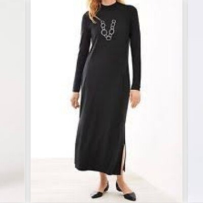 J. Jill Wherever Black Mock High Neck Maxi Midi Dress siz XS