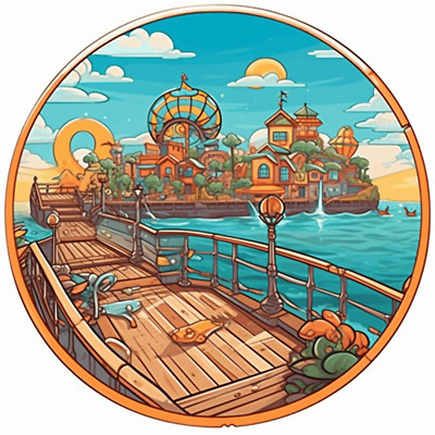 Beach Boardwalk Sticker, Water Bottle Laptop Decal, Vacation Travel Souvenir