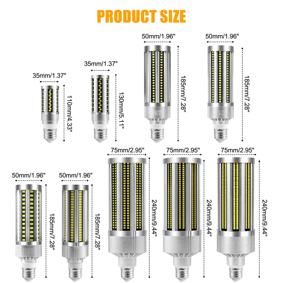 15/20/25/35/50/60/80/100/120W LED Light Bulbs E27 Screw Corn Bulbs AC100-277V - Image 3 of 4