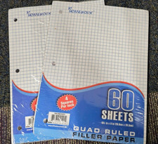 Quad Ruled Filler Sheets, 60 Sheets Ea Pack, 10.5" X 8" Graphing Paper 2 packs