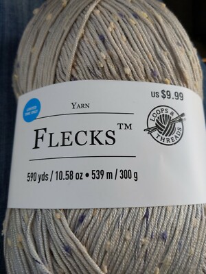 NEW Flecks Yarn by Loops & Threads Light Grey - 590 yards Soft!