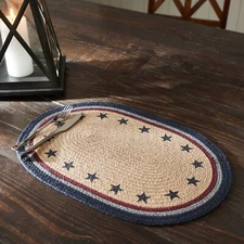 My Country Oval Placemat Stencil Stars 13x19 Country Farmhouse Americana Navy