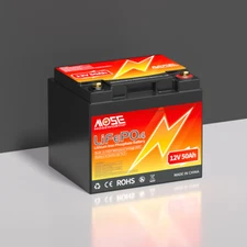 MOSEWORTH 12V 50Ah LiFePO4 Deep Cycle Lithium Battery 50A BMS for Marine Solar