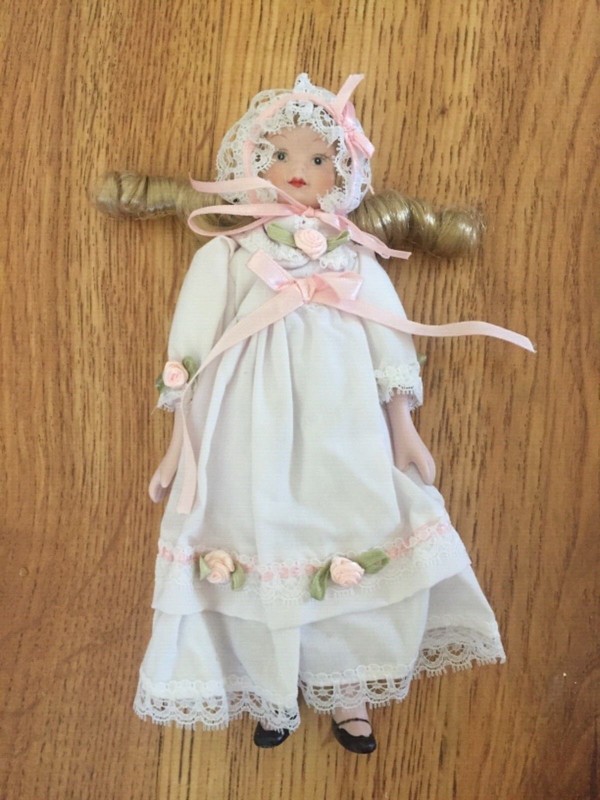 Porcelain Doll from 90’s White Dress Hat