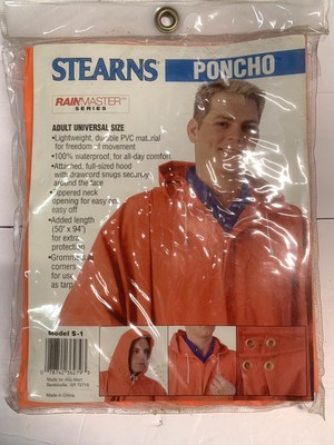 STEARNS PONCHO Rainmaster Adult Universal Size ORANGE Model S-1 SEE Description