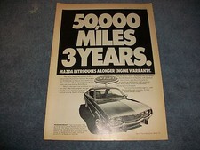 1974 Mazda RX-4 Hardtop Vintage Ad "Mazda Introduces A Longer Engine Warranty"