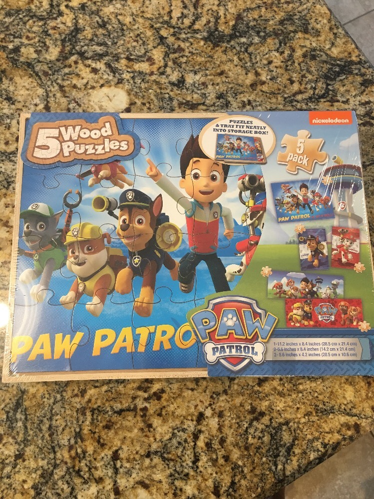 paw patrol 5 wooden puzzles box set