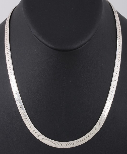 MWS ITALY STERLING SILVER HERRINGBONE NECKLACE 925 FINE 1422B eBay