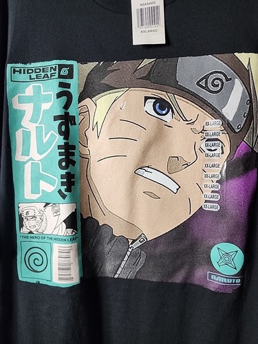 Naruto Short Sleeve Men’s 2XL Black Graphic T-shirt Hidden Leaf Shippuden NWT - Picture 2 of 5