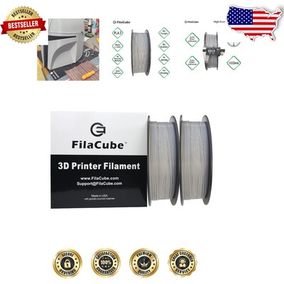 Premium Engineering Gray PLA 3D Filament, 2 Rolls, High Adhesion & Smooth Finish