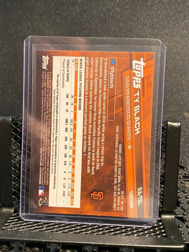 Ty Blach 2017 Topps Chrome * Rookie Auto * Giants🔥 eBay