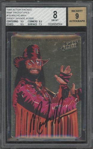 1994 Action Packed WWF Prototypes #1B Macho Man Randy Savage /500 BGS 8 9 Auto - Picture 1 of 2