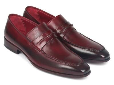 Paul Parkman Mens Shoes Loafers Bordeaux Leather Slip-On Handmade 068-BRD  - Main Image