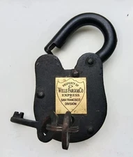 Padlock Wells Fargo Padlock Gunsmith Lock with 2 Keys Set Patina Collector Lock