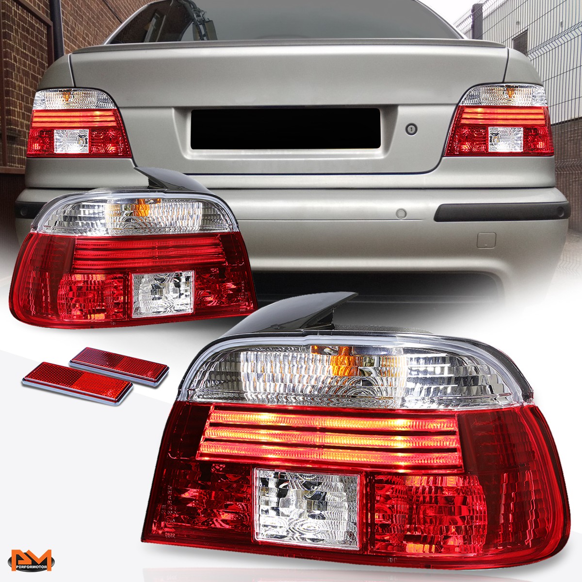 BMW E39 テールランプ For 97-00 BMW E39 5-Series Pair Red/Clear Lens Tail Light