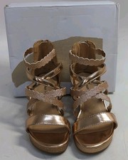 Dream Pairs Elastic Ankle Strap Girls Wedge Sandals US 1 Champagne Glitter