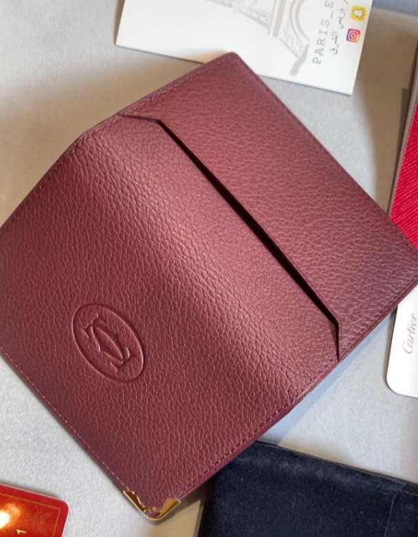 Cartier Burgundy Leather Card Holder – Must de Cartier Wallet