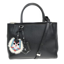 Borsa a mano FENDI logo Petit 2Jours 2 vie pelle mostro charm nero SHW 31KP570