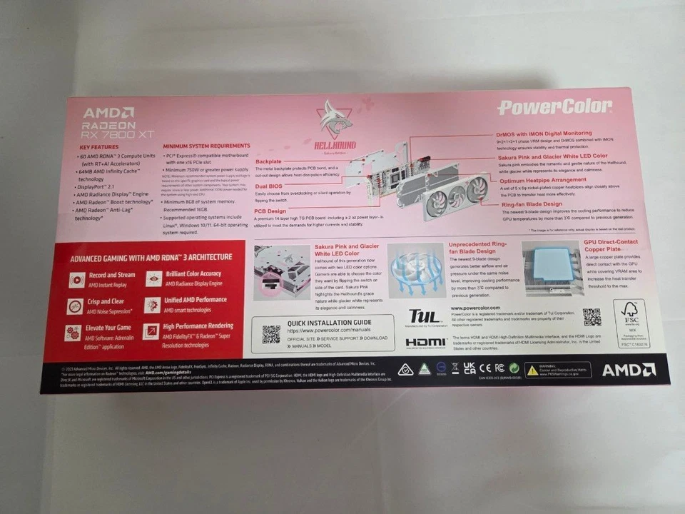 PowerColor Hellhound Sakura AMD RX 7800 XT 16G GDDR6 White/Pink GPU Limited - Image 2 of 4