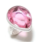 Natural Pink Kunzite Gemstone Handmade 925 Sterling Silver Gift Ring Size 9 o412