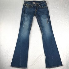 VTG True Religion Disco Joey Big T Flare Jeans Y2K Low Rise Studded USA Made 28
