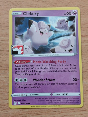 Pokémon TCG Trading Card Game Lost Origin Clefairy Card 062/196 Play Stamp