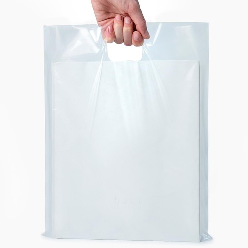 100 Clear Bags With Handles 12"x15" Great For Merchandise Retail and Shopping...