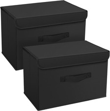 Homsorout Foldable Storage Boxes with Lids - Wardrobe Organiser Bin with Handle 