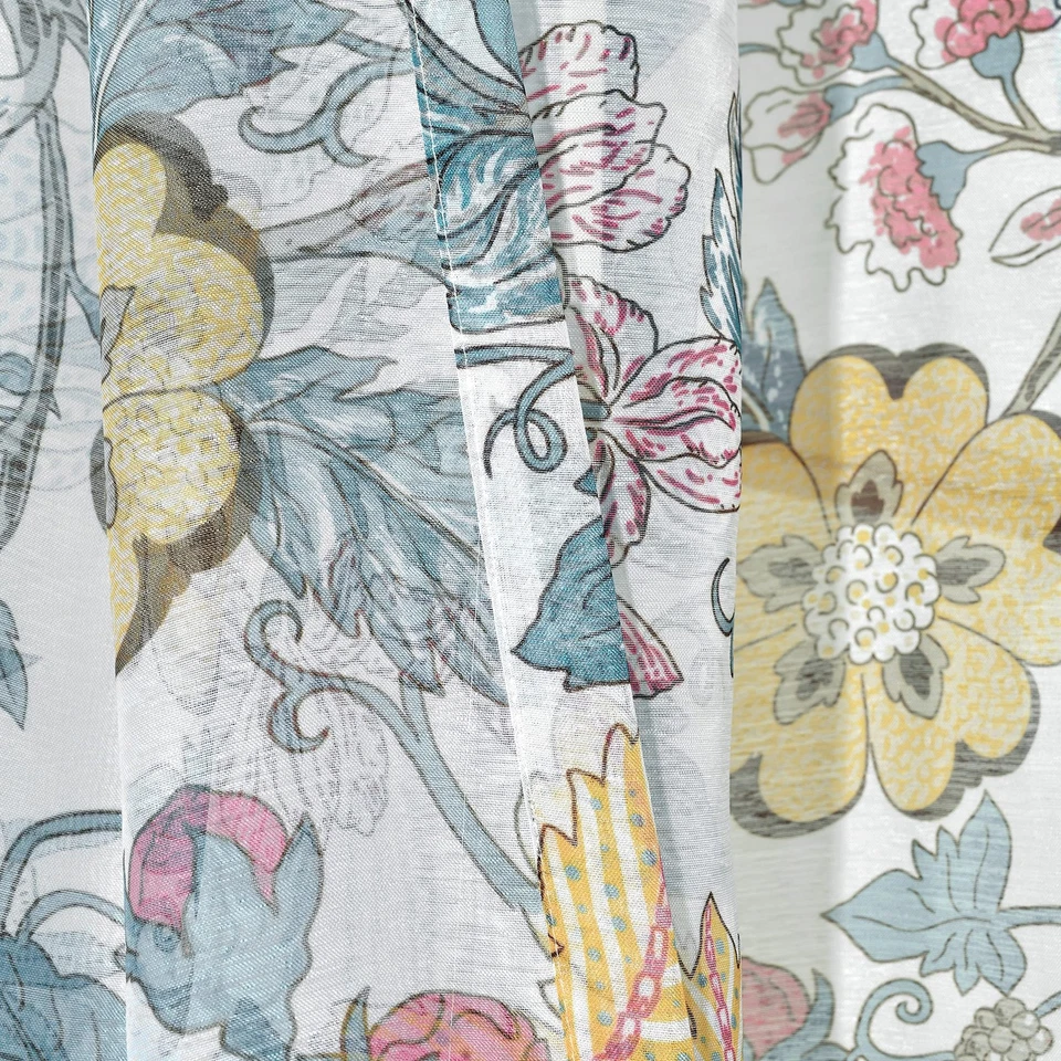 Sydney Sheer Window Curtain Panel Set, Pair, 52" W x 84" L, Blue & Yellow - B... - Image 2 of 4