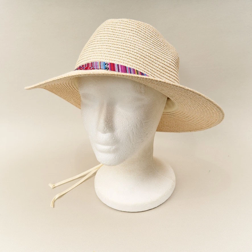 Wallaroo Sedona Straw Hat Beach UV Protection Summer Sun Beach Colorful Trim