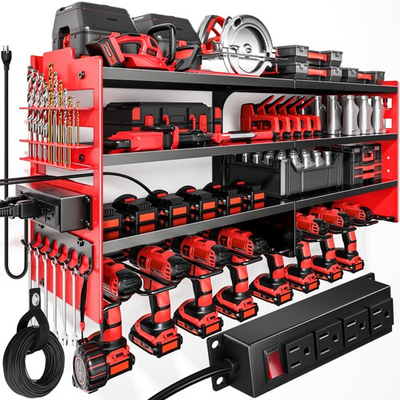 #ad Large Power Tool Organizer Wall Mount with Charging Station4 Layer Heavy Dut... $82.08