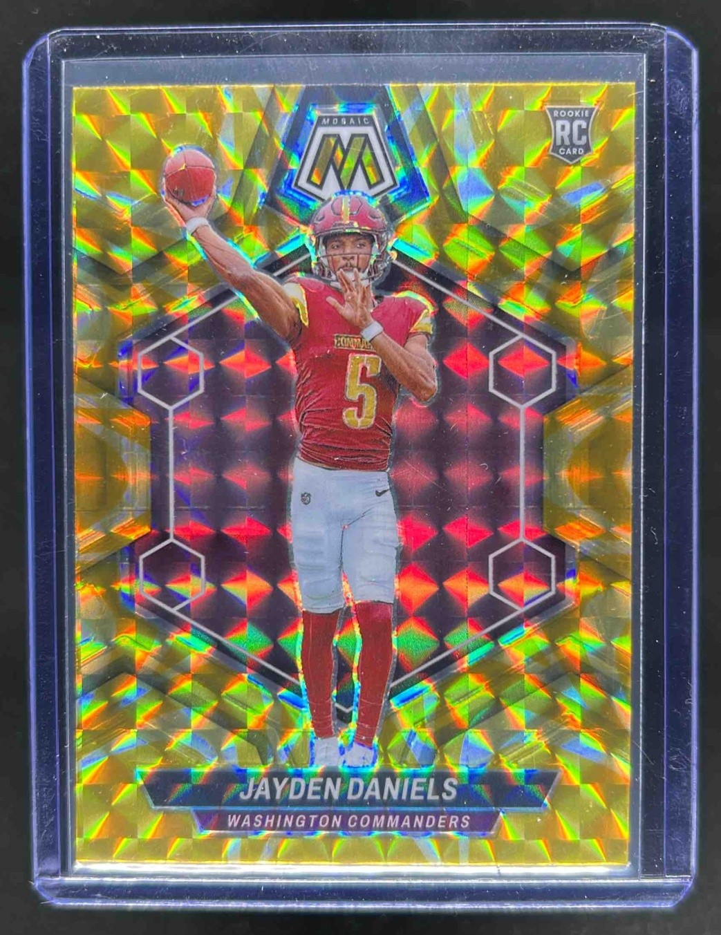 2024 Mosaic Jayden Daniels RC Reactive Yellow Prizm #302 Commanders