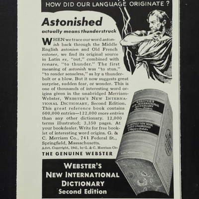 Websters New International Dictionary Word Origins Language 1941 Vtg Print Ad